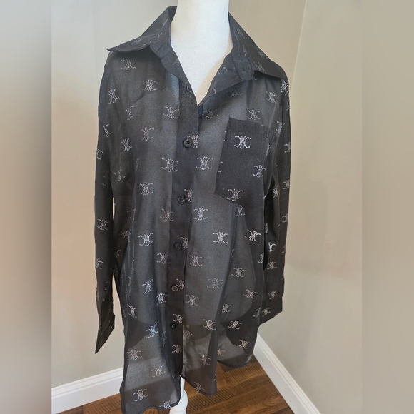 Men's Black Patterned Jacket - Picture 1 of 3